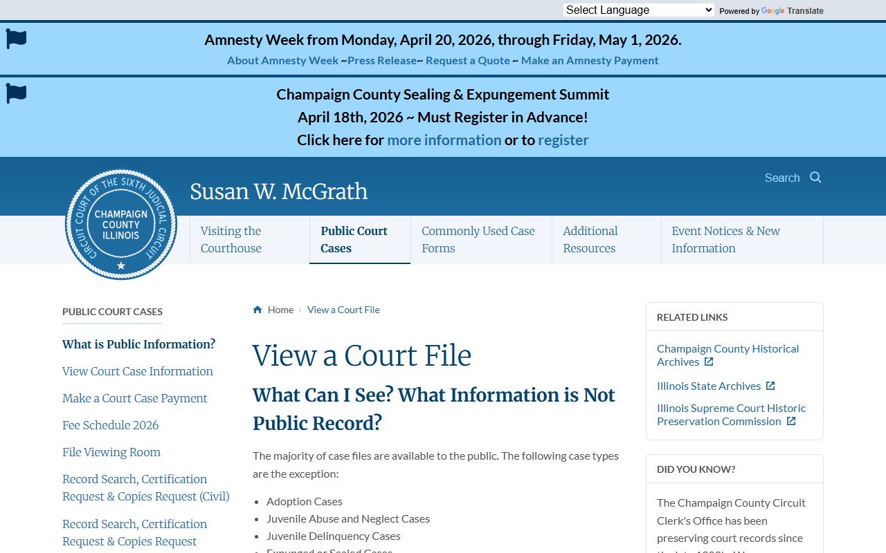 Champaign County view court file online dissolution of marriage records