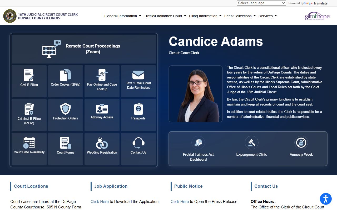 DuPage County Circuit Clerk website for dissolution of marriage records