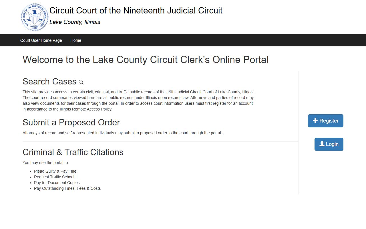 Lake County online court portal dissolution of marriage case search