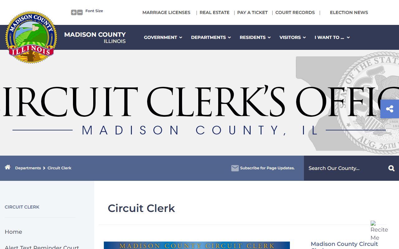 Madison County Circuit Clerk website for dissolution of marriage records