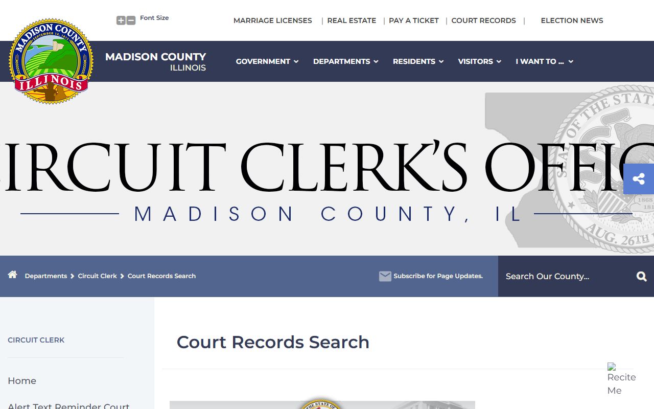 Madison County court records search portal for dissolution of marriage cases