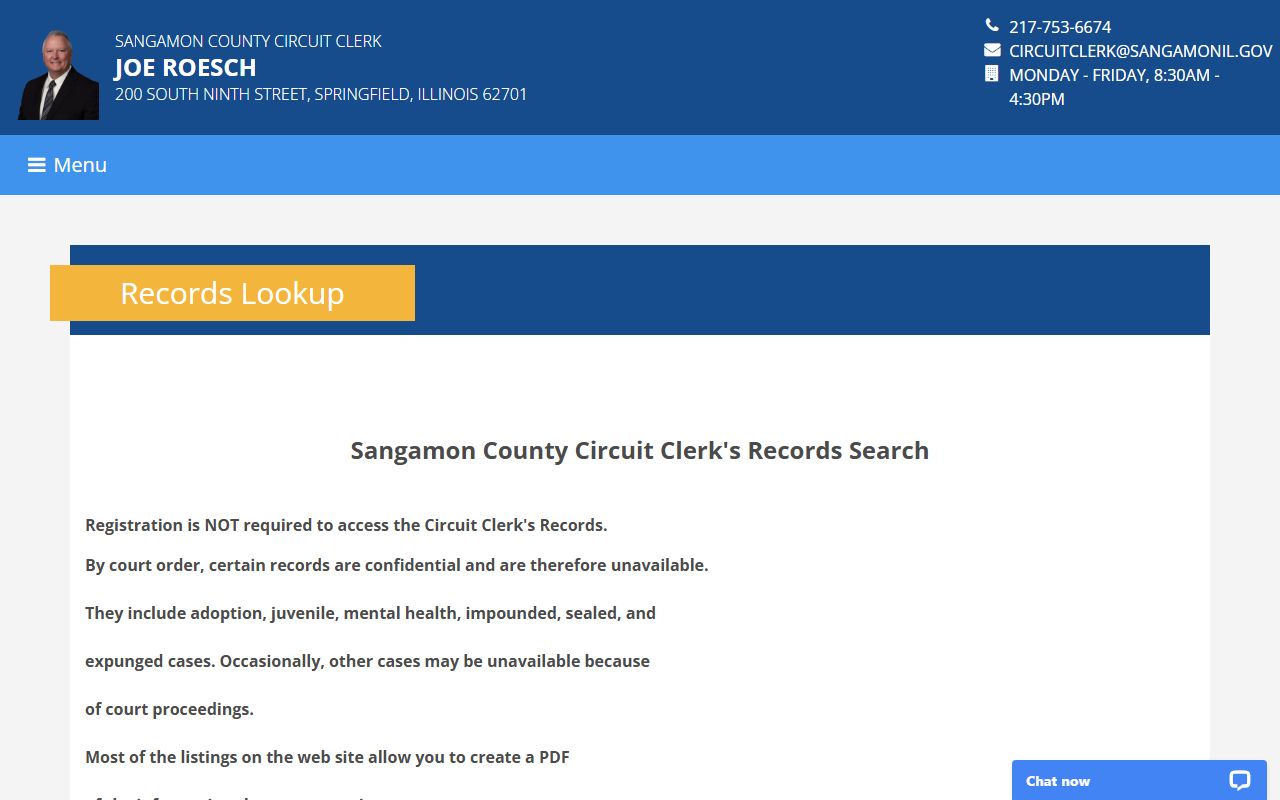 Sangamon County dissolution of marriage records lookup Judicial Case Inquiry System